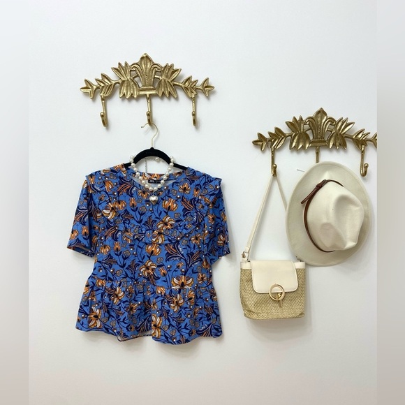 🆕NWT ZARA 100% cotton peplum bohemian top S - Picture 4 of 9